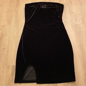 Black Velvet Y2K Style Sleeveless Mini Dress Rhinestone Detail Small
